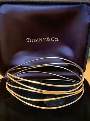 Tiffany & Co 18K Elsa Peretti Wave 5 Row Bangle Bracelet 19.4 Grams $5900 Large • $4900