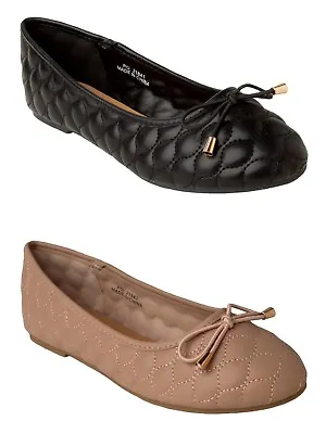 Ballerina Flats Ladies Slip On Comfy Shoes Casual Work Office Ballet Pump Size • £14.95