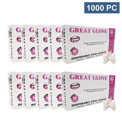 Great Glove Vinyl Powder-Free Gloves 100/1000 Clear Medium New In Box S M L XL • $49.95