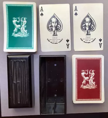 Vintage KEM Plastic Playing Cards Cameo Back Design 1949 52/52 Case No Jokers • £9.64