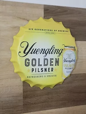 $19.99 • Buy Yuengling Golden Pilsner  Beer Bottle Cap Round Metal Sign Man Cave Bar Decor 