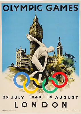 VINTAGE POSTER London Olympic Games 1948 Retro Sports Advert Art Print A3 A4 • £5.99