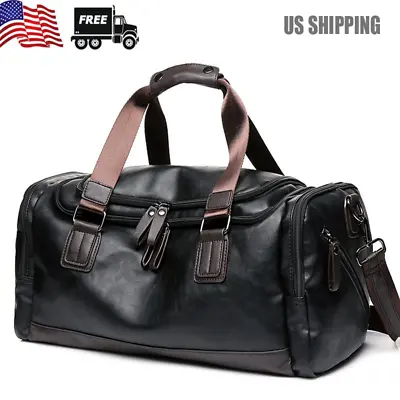 $44.90 • Buy Men's New Large Leather Travel Gym Bag Weekend Overnight Duffle Bag Handbag