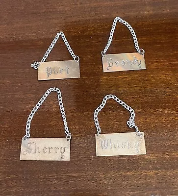 Vintage Set Of 4 Silver/Metal Decanter Tags • $40