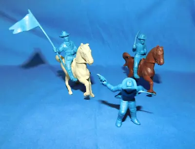 Vintage Marx Fort Dearborn  Cavalry 3 Figs 3 Poses 2 Mounts 45mm • $25