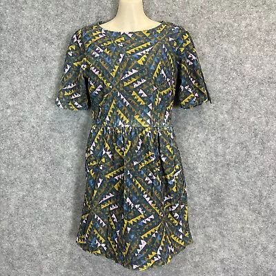Gorman Women's Designer Retro Print Cord Zip Accent Fit Flare Dress 8/XS (2298 • $45
