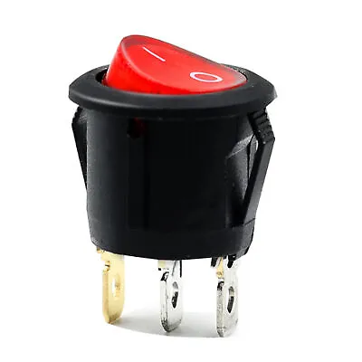 3x Red Light SPST 3-Pin ON/Off Round Boat Rocker Switch AC 6A 250V 10A 125V • $8.54