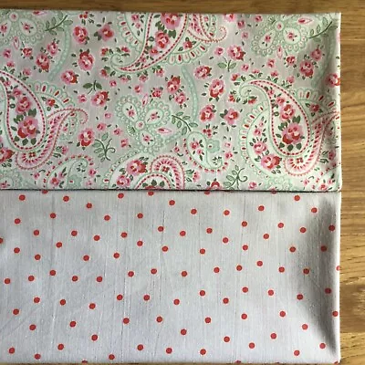 Used IKEA Rosali Paisley & Dots On Grey Bundle 2 * 50cm X 100cm W Cotton Fabric • £13.49