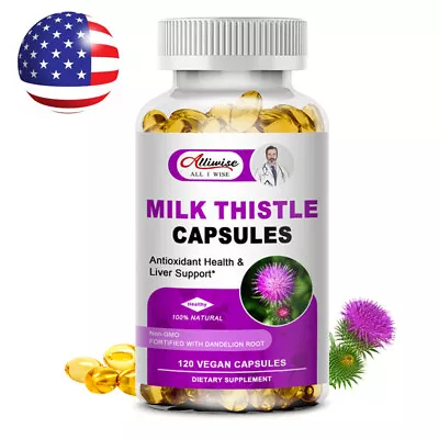Organic Vitamin Milk Thistle Extract 120 Capsules Extra Strength Liver Cleanse • $13.98