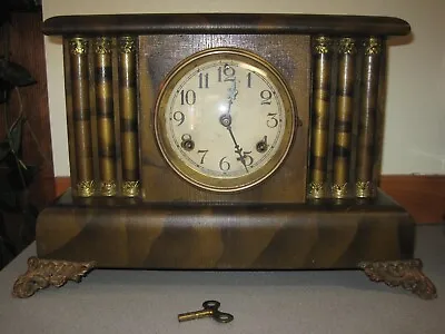 Vintage WATERBURY CLOCK COMPANY Mantle Clock KEY & PENDULUM COVER Works! • $134.89