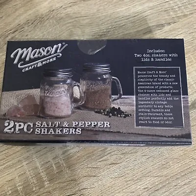Mason Jar 2 Pc Salt And Pepper Shakers Rustic Clear Glass New • $9.95