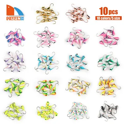 MUUNN 10pcs Tungsten Ice Fishing Jig Glow In The Dark Ice Jigs Fishing Tungsten • $10.99