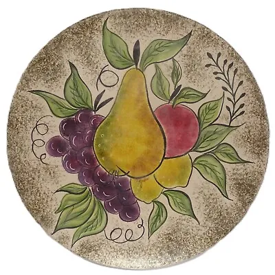 Vtg Studio Art Pottery Plate Fruits Apple Pear Lemons Grapes 11 7/8” Signed 1958 • $21.49