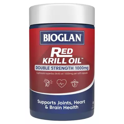 Bioglan Red Krill Oil Double Strength 1000mg 60 Soft Capsules   EXP 08-24  • $25.89