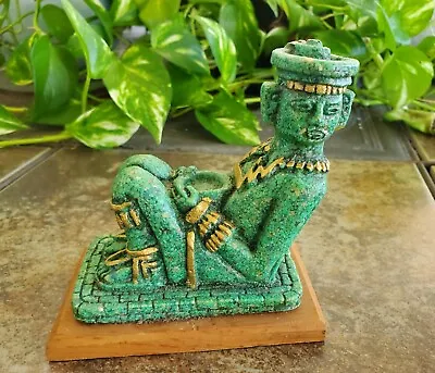 Vintage Composite Green And Gold Toltec & Maya Chac Mool Statue • $27.50