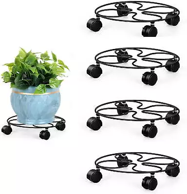 4 Pack Plant Caddy With Wheels 12-inch Metal Plant Stand With Wheels Plant Dolly • $22.99