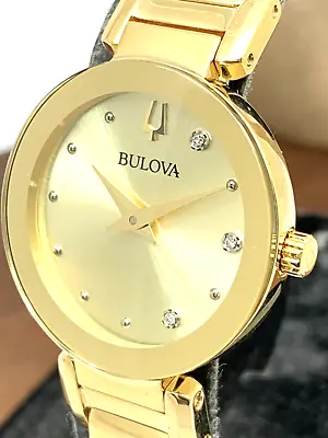 Bulova Women's Watch 97P164 Marc Anthony Quartz Bangle Petite Diamond Gold Steel • $112.26