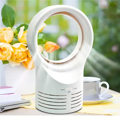 Portable Bladeless Fan Mini Electric Desk Table Fans Quiet Cooling Air Flow UK • £9.49