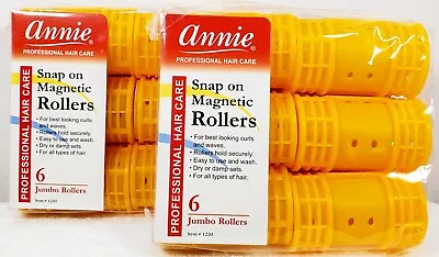 2 Pack ANNIE 6CT SNAP ON JUMBO MAGNETIC ROLLERS ORANGE # 1220 • $9.99