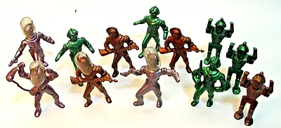 12 VINTAGE CA 1950s ARCHER SPACE FIGURES.  HARD PLASTIC EACH ABOUT 4  TALL • $10