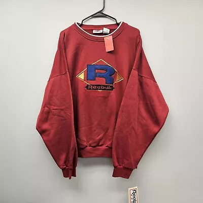 RARE Vintage 90s Men's Reebok Wine Red Embroidered Crewneck Sweatshirt / Size XL • $59.99