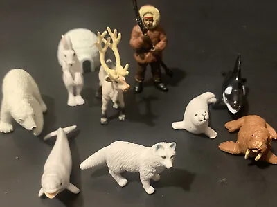 Artic Safari Toy Lot Of 10 Eskimo Cold White Bear Fox Rabbit Seal Igloo • £19.27