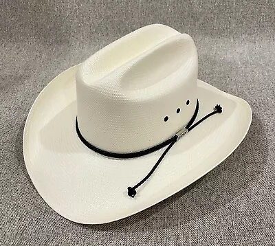 Vintage STETSON 10X Shantung Panama Western Straw Hat Men 10X 59-7 3/8 NWOT • $134.96