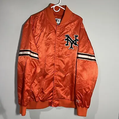 Vintage Starter MLB NY New York Mets Baseball Orange Varsity Jacket Mens 2XL • $110
