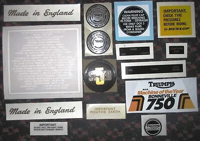 Triumph T140 V 1973-1978 BONNEVILLE Decal Sticker SET • $32.31