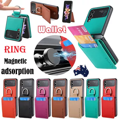 For Samsung Galaxy Z Flip5 4 3 Wallet Case Shockproof Leather Ring Holder Cover • $9.99