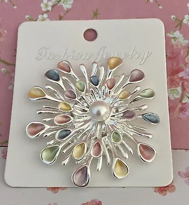 Flower Magnetic Brooch Multicoloured Scarf Pin • £9.40