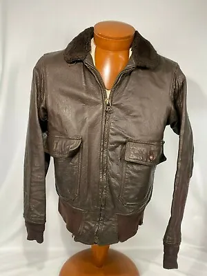 USN * US Navy Flight / Bomber Leather Jacket Med/Small* Label Missing :( • $129.99