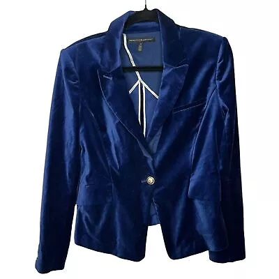 White House Black Market Blue Velvet Long-Line Blazer Size 6 • $40