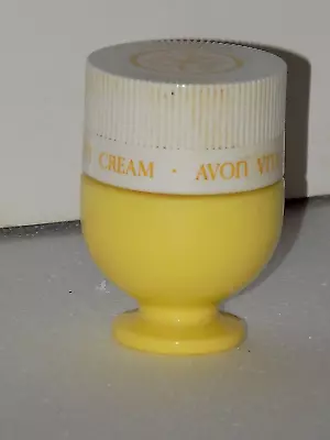 Vintage Avon Vita Moist Cream Milk Glass Jars 1960's Yellow Pedestal • $7