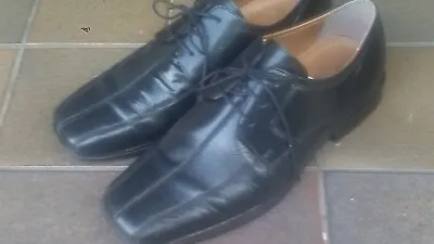 Black Leather Lace Up Shoes  8 / 42  Oaktrak 'Jack' • £14.95