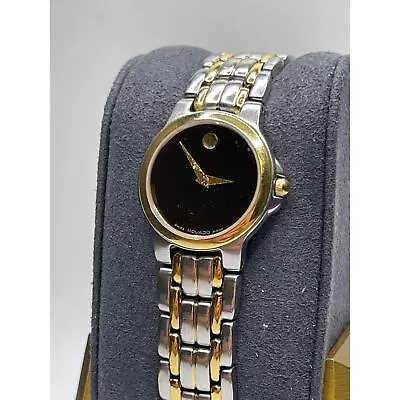 Movado Ladies Black Museum Dial Two Tone Stainless Steel Quartz Watch 81.E4.9835 • $189