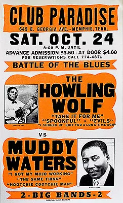 The Howling Wolf Vs Muddy Waters - Club Paradise - 1964 - Concert Poster • $14.99