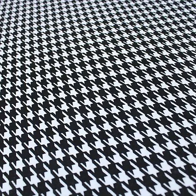 £11.99 • Buy 3 Metre Dogtooth Cotton Feel Jersey Fabric 55  Wide Black & White