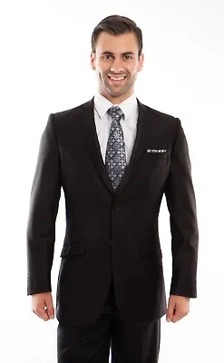 Men's Slim Fit Shiny Tone On Tone Stripe Suit Two Button Formal Two Piece Suits  • $89.95