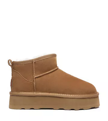 UGG Boots Women Mini Australian Sheepskin Wool Platform Thick Bottom Ronnie • $130