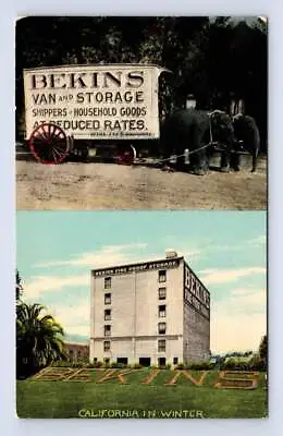 Elephant Moving Trailer BEKINS Van Storage Advertising LOS ANGELES 1910s • $19.99