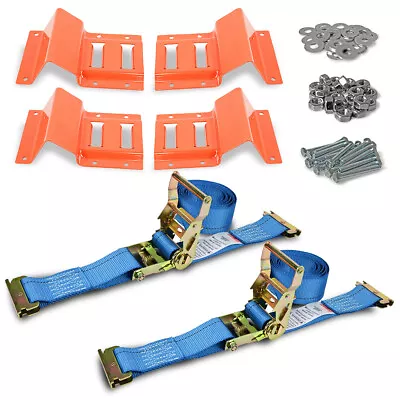 E-Track Wheel Chock & Strap Kit - 4 Wheel Chocks Orange -2 2 X8' E-Track Straps • $39.99