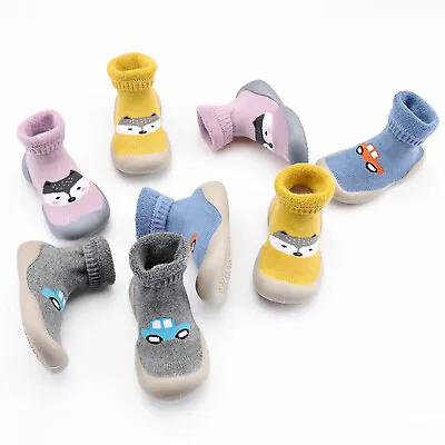 Infant Toddler Indoor Cartoon Soft First Walkers Casual Baby Elastic Socks Shoes • £6.74