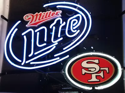 Neon Light Sign Lamp For Miller Lite Beer 20 X16  San Francisco 49ers • $131.98