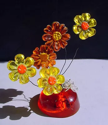 Vtg 1974 Lucite Resin Daisies Wire Flower Sculpture By Design Gifts 70s VGC • $25