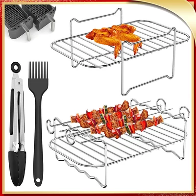 £8.29 • Buy Air Fryer Rack Stainless Steel Double Basket Grill Sticks Accessories For Ninja