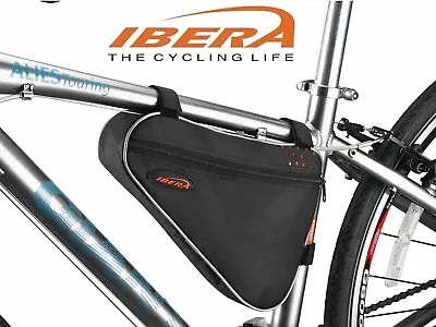 Ibera Triangle Bicycle Frame Bag IB-FB1L Black & Orange Zip Up • $22.99