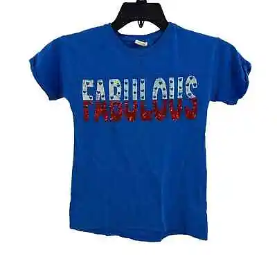 Zara Blue Short Sleeve Fabulous Sequined Tee Girls 7/8 • $12.36