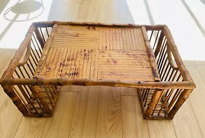 VINTAGE Sheath Bamboo Breakfast Bed Serving Tray With Dual Basket 26”x15”x10” • $180