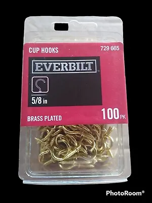 Everbilt 5/8 In. Brass Plated Cup Hook Bulk Pack Of 100. Sharp Tips.  • $8.50